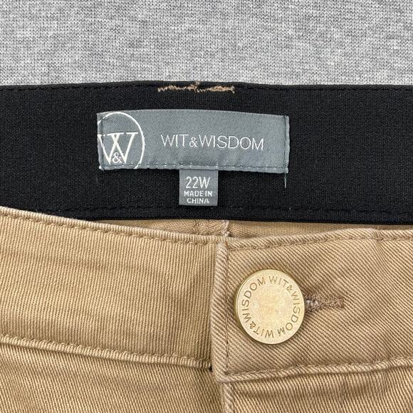 Wit & Wisdom Jeans Plus Size 22W Tan AbSolution High Rise Ankle Flare Pants Fray - Picture 3 of 16
